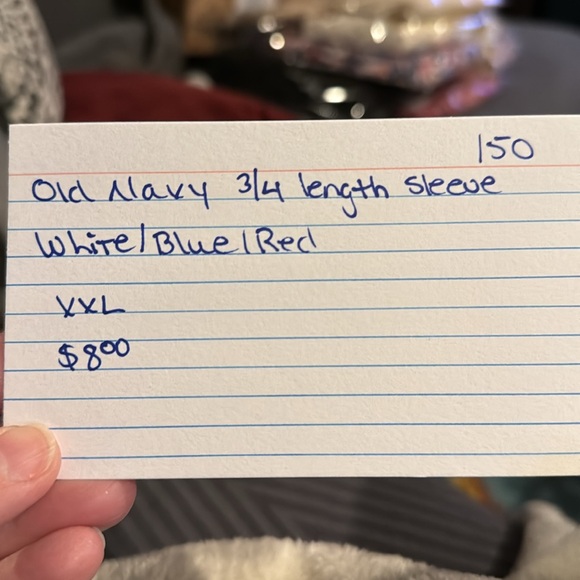 XXL Old Navy 3/4 length sleeve shirt. Red, white and blue striped - Picture 4 of 4